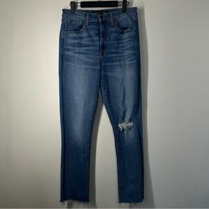 VERONICA Beard Womens Size 30/10 Blue Distressed Jeans Raw Hem Straight Leg